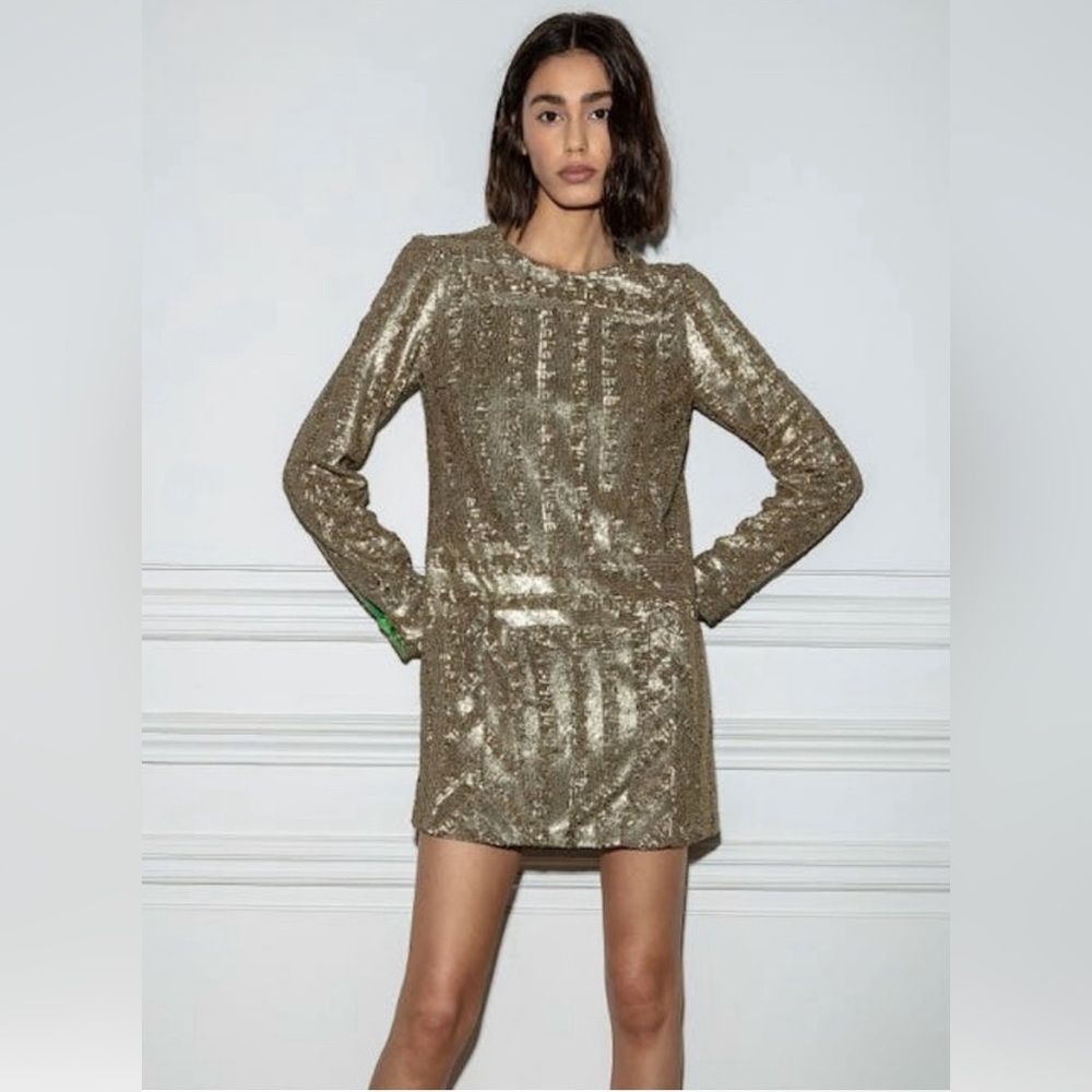 NWT Zadig & Voltaire Roysse Sequin Silk Trim Mini Dress